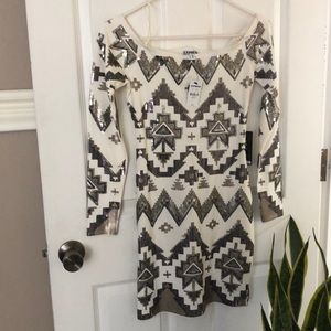 Express white sequin dress
